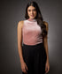 High Neck Sleeveless Velvet Top-  Brown